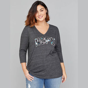 Lane Bryant "Nope" 3/4 sleeve graphic tee 26/28